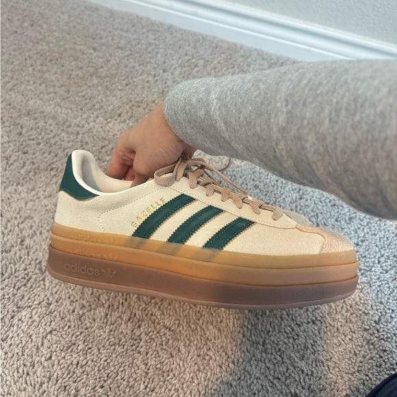 adidas Shoes - Adidas Women's Gazelle Sneakers - Green and Beige